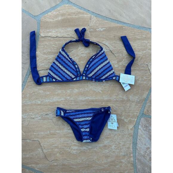 BECCA blue crochet bikini. Small. Retails $139 NWT MF - Picture 1 of 3